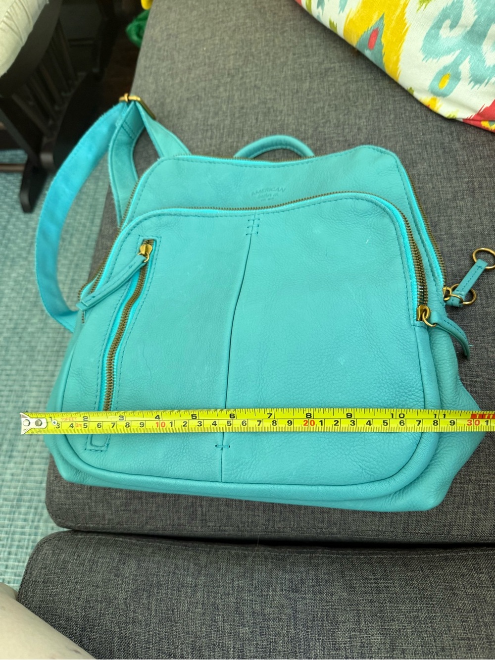 American Leather Co. Teal Leather Backpack - Picture 10 of 10
